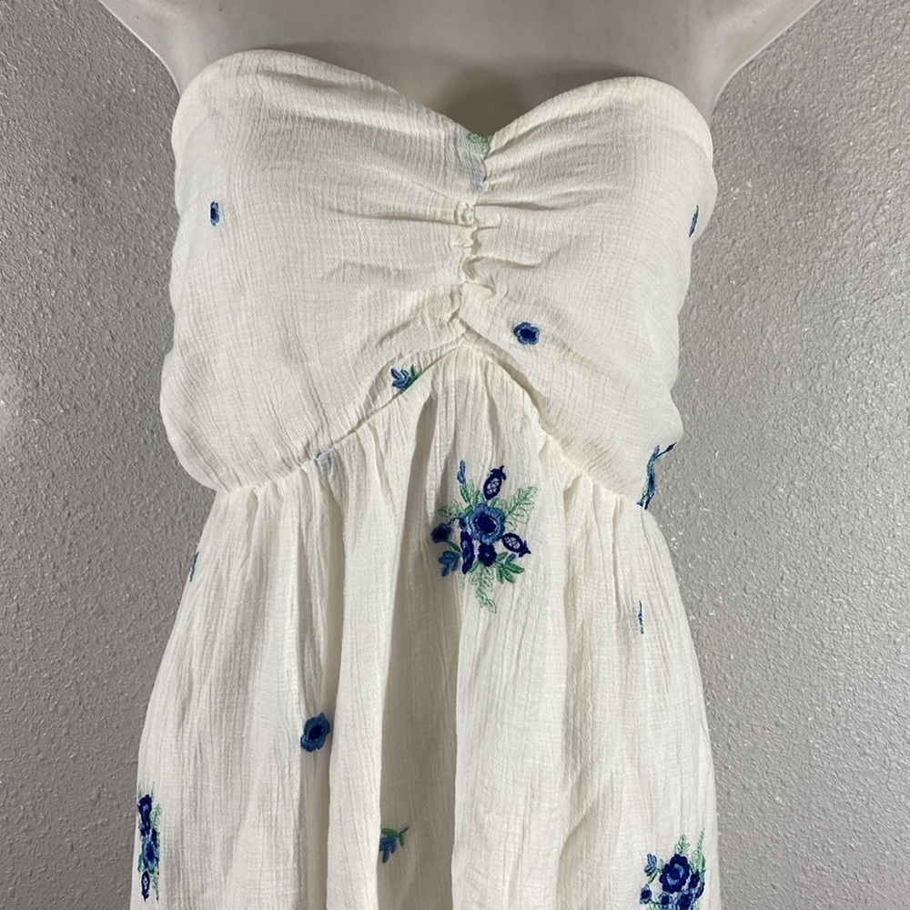 NWT SugarLips white blue floral embroidery strapless maxi dress XL - Picture 3 of 11